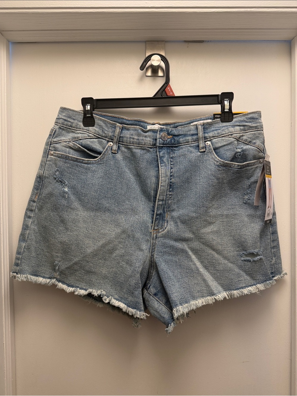 sofia by sofia vergara Light Blue Distressed Frayed Hem Denim Shorts